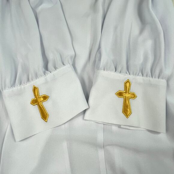 🔥Tally Taylor Paris Rome Nun Priest Church Cross White Robe Women Size 20W - Picture 6 of 14